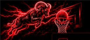 Ram ramming into a basketball hoop